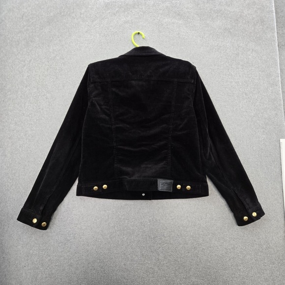 Lauren Jeans Co. Ralph Women Jacket L Black Corduroy Trucker Button - Picture 7 of 7
